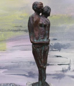 Paar in Bronze, 20cm, Unikat